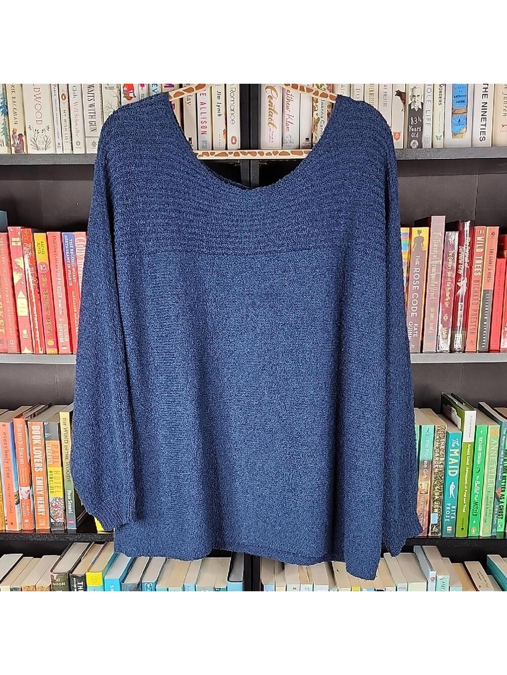 Caslon Plus Women's Deep Blue Crew Neck Sweater Nordstrom 3X